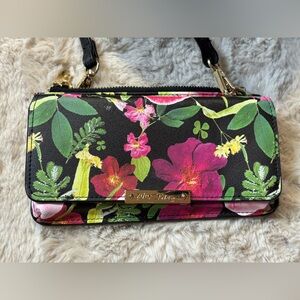 Betsey Johnson Black and Pink Floral Crossbody